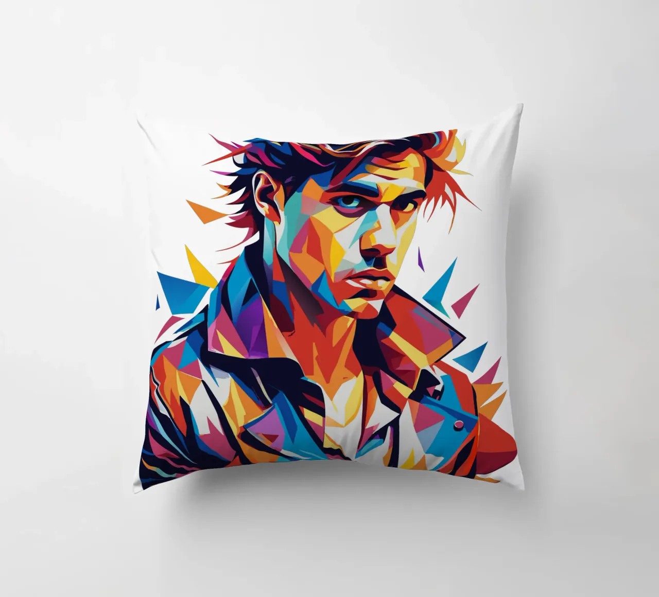 Justin Bieber Portrait in WPAP Pop Art cuscino da vectorartnesia