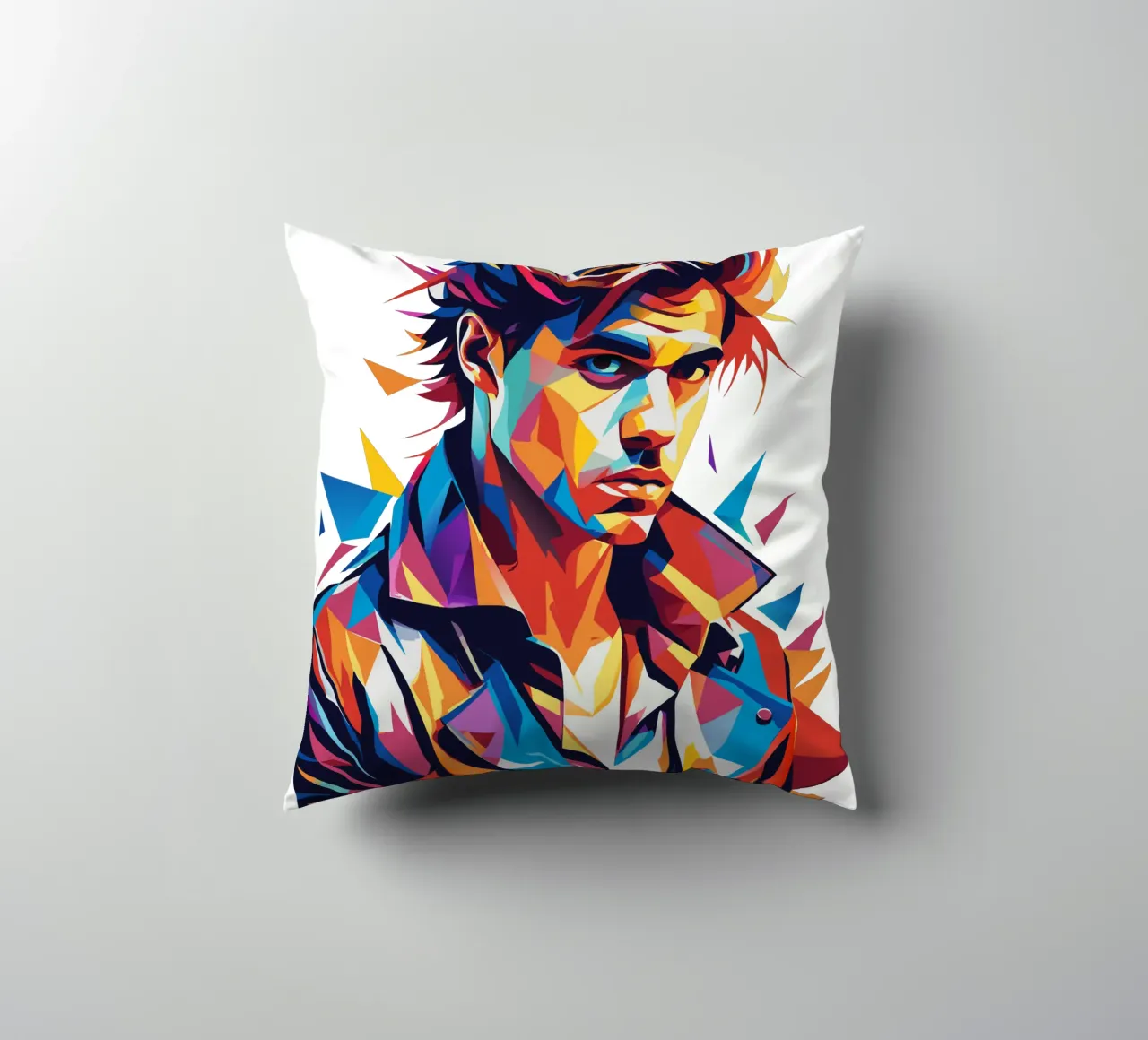 Justin Bieber Portrait in WPAP Pop Art cuscino da vectorartnesia