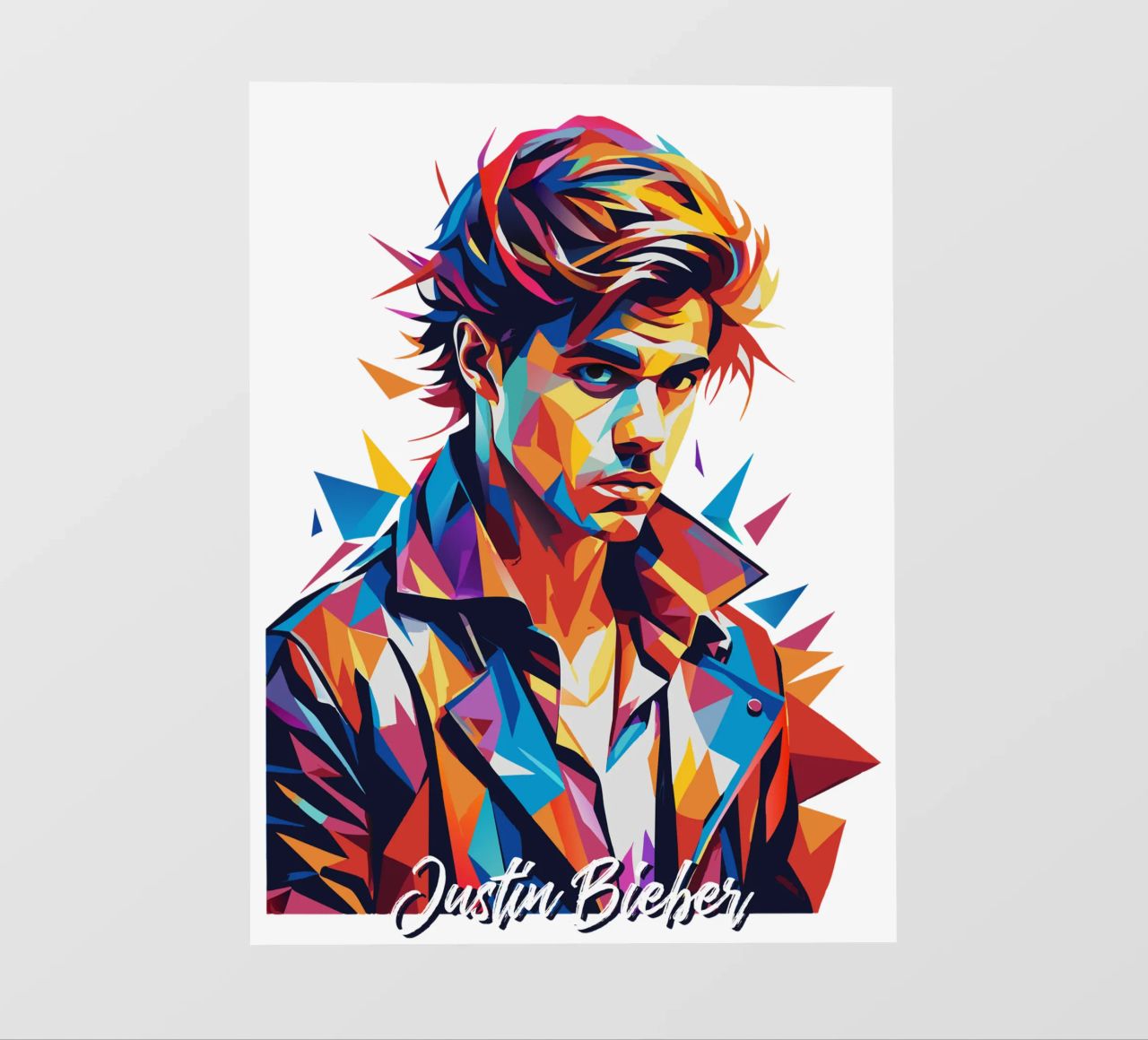 Justin Bieber Portrait in WPAP Pop Art pellicola backlit da vectorartnesia
