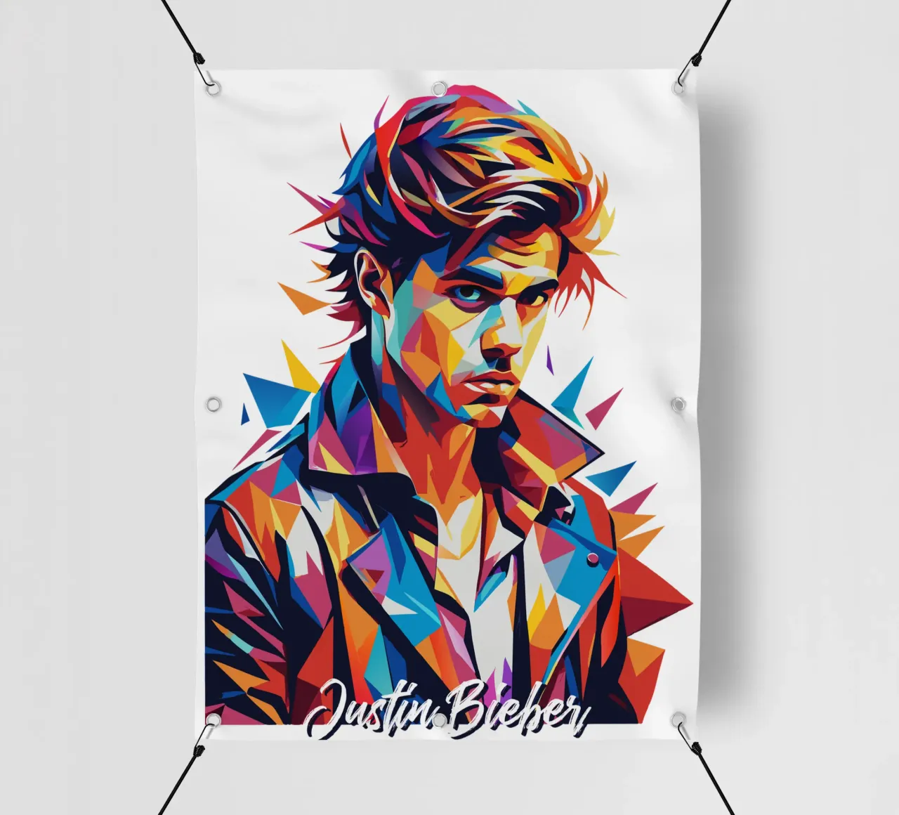 Justin Bieber Portrait in WPAP Pop Art telo in pvc da vectorartnesia