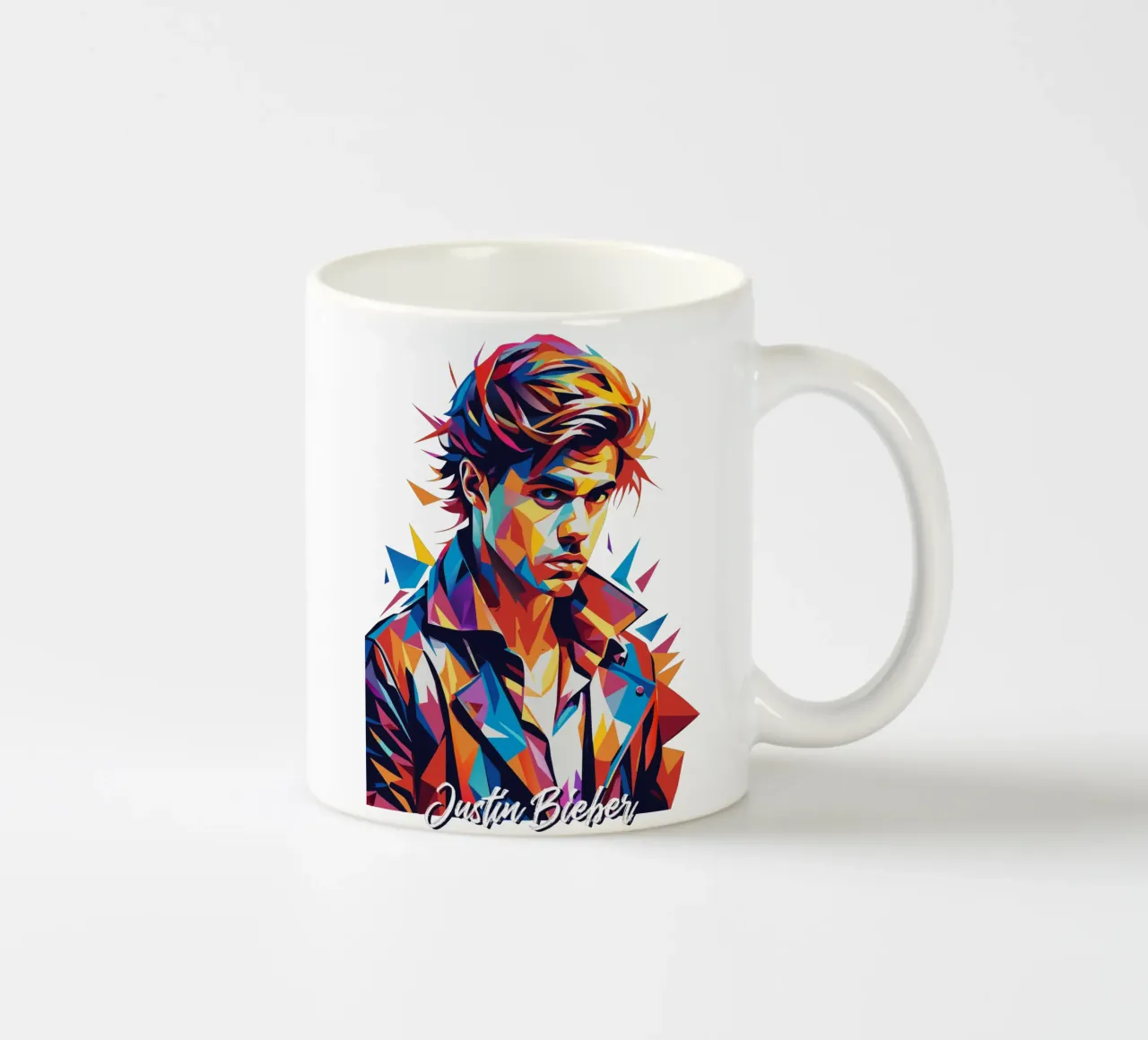 Justin Bieber Portrait in WPAP Pop Art mug en céramique de vectorartnesia