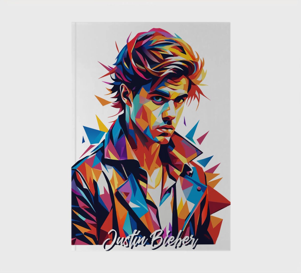 Justin Bieber Portrait in WPAP Pop Art notebook by vectorartnesia