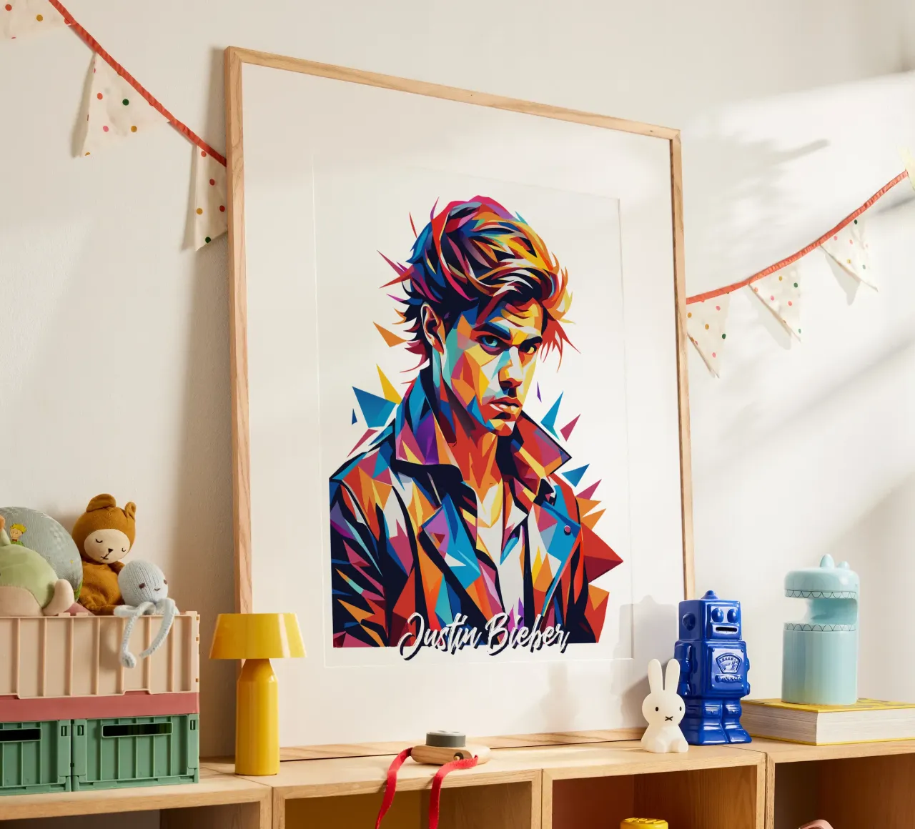 Justin Bieber Portrait in WPAP Pop Art poster da vectorartnesia