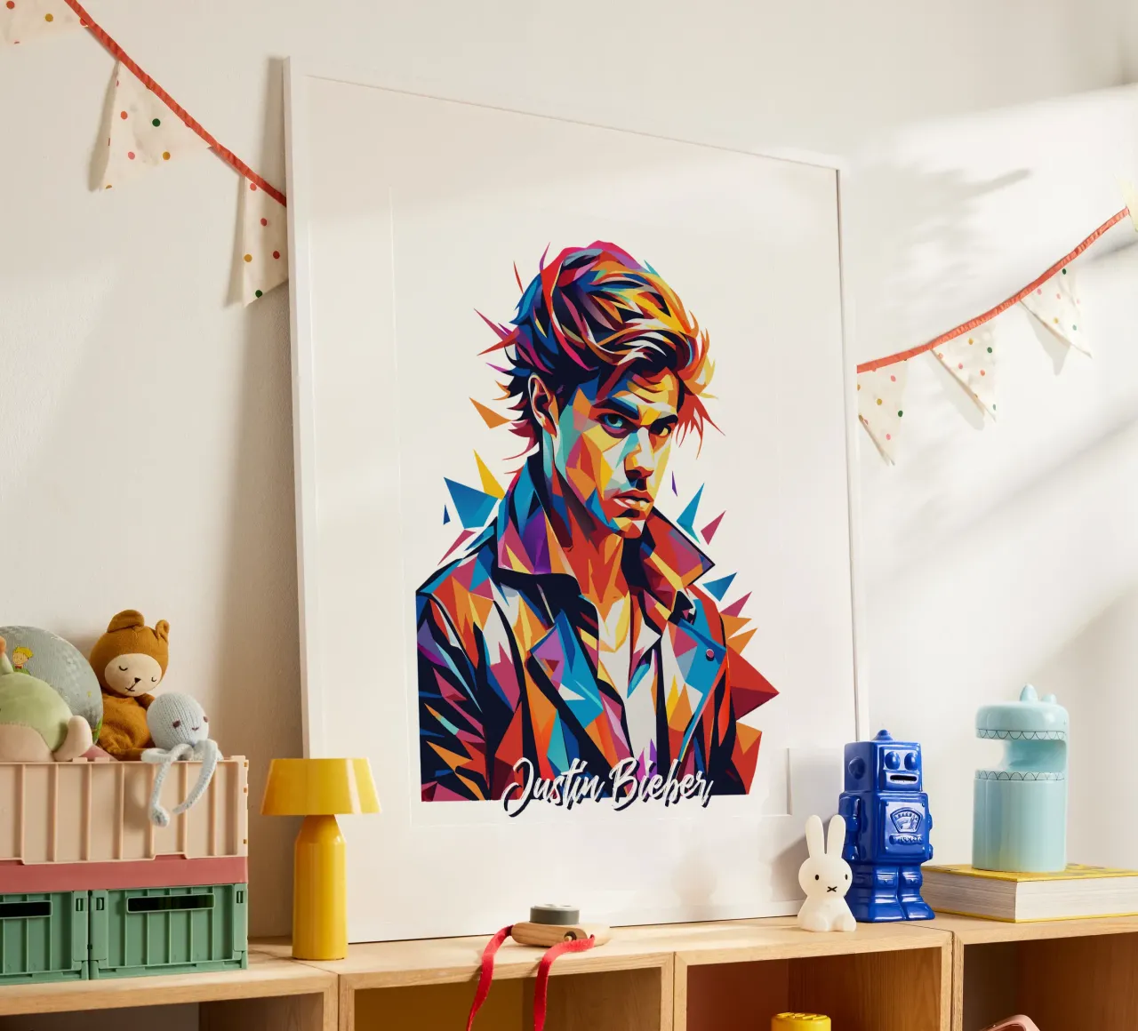 Justin Bieber Portrait in WPAP Pop Art carta hahnemühle da vectorartnesia