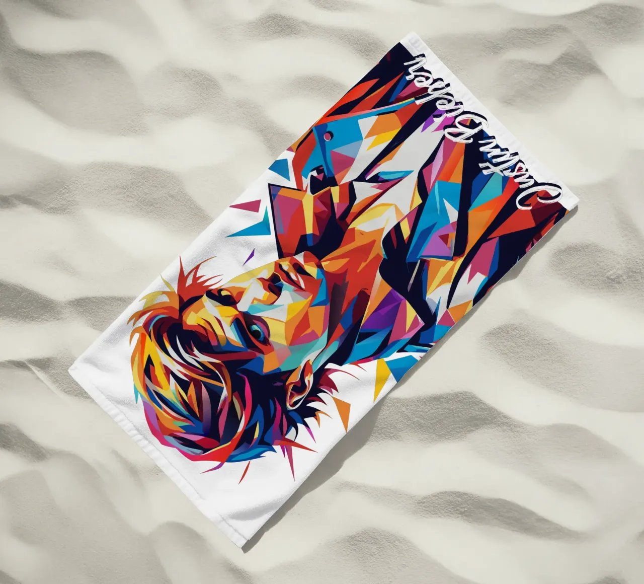 Justin Bieber Portrait in WPAP Pop Art Strandtuch von vectorartnesia
