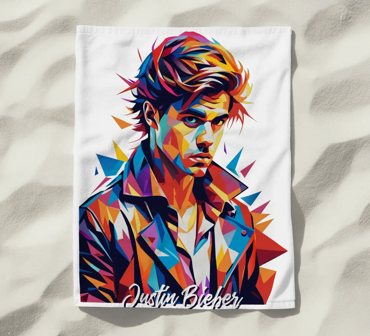 Justin Bieber Portrait in WPAP Pop Art telo mare da vectorartnesia