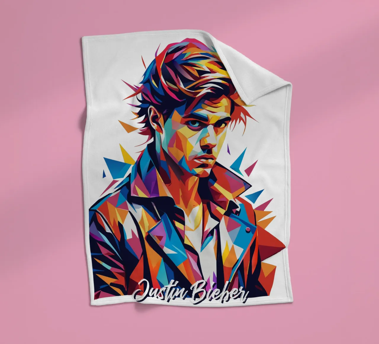Justin Bieber Portrait in WPAP Pop Art coperta in pile da vectorartnesia