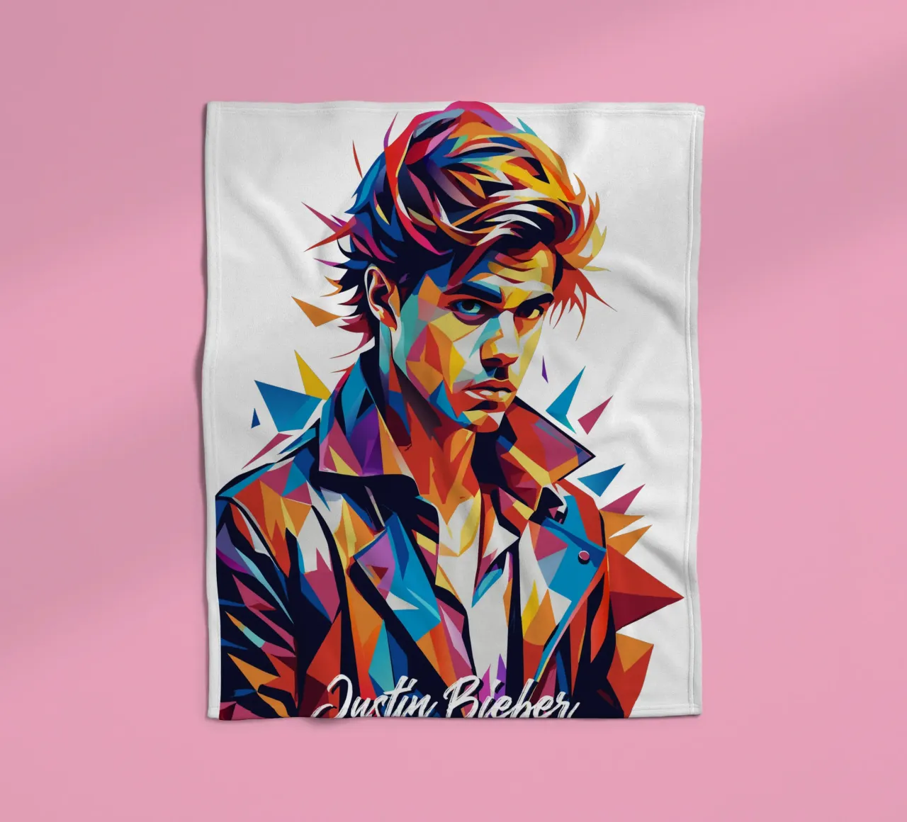 Justin Bieber Portrait in WPAP Pop Art coperta in pile da vectorartnesia
