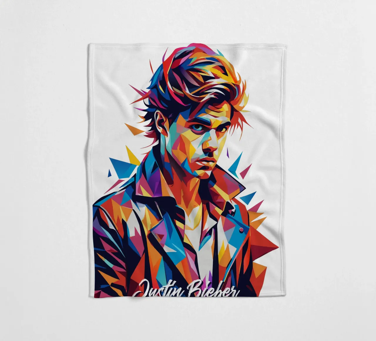 Justin Bieber Portrait in WPAP Pop Art coperta in pile da vectorartnesia