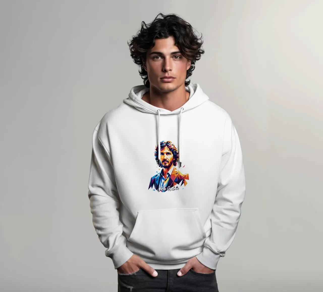 Josh Groban Portrait in WPAP Pop Art hoodie van vectorartnesia