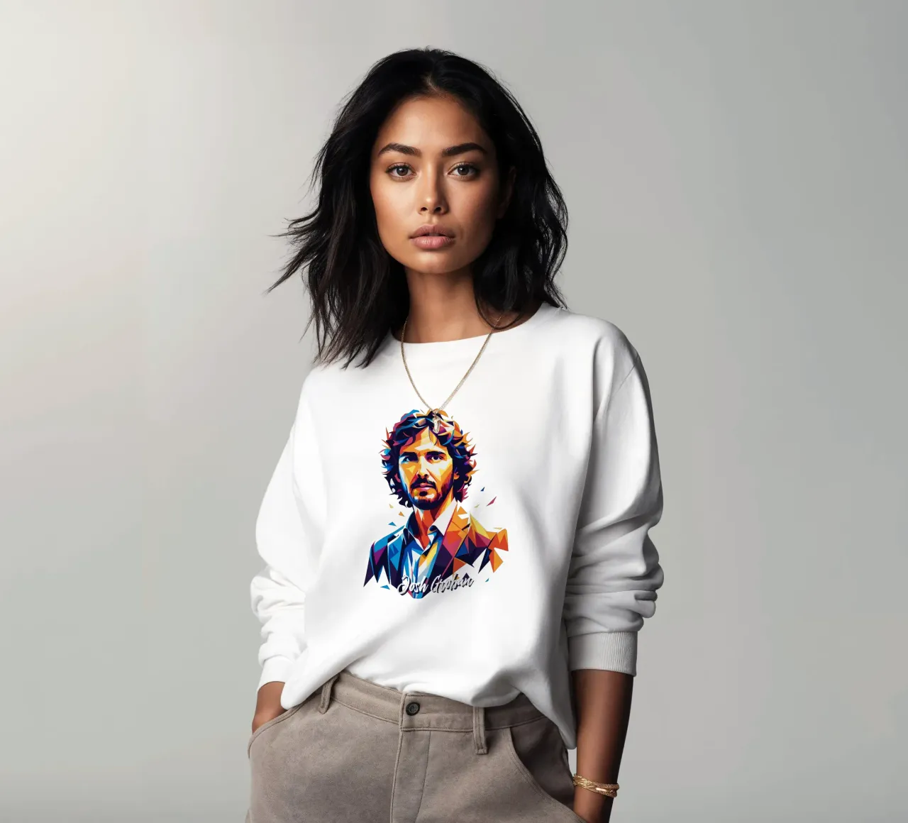 Josh Groban Portrait in WPAP Pop Art Sweatshirt von vectorartnesia