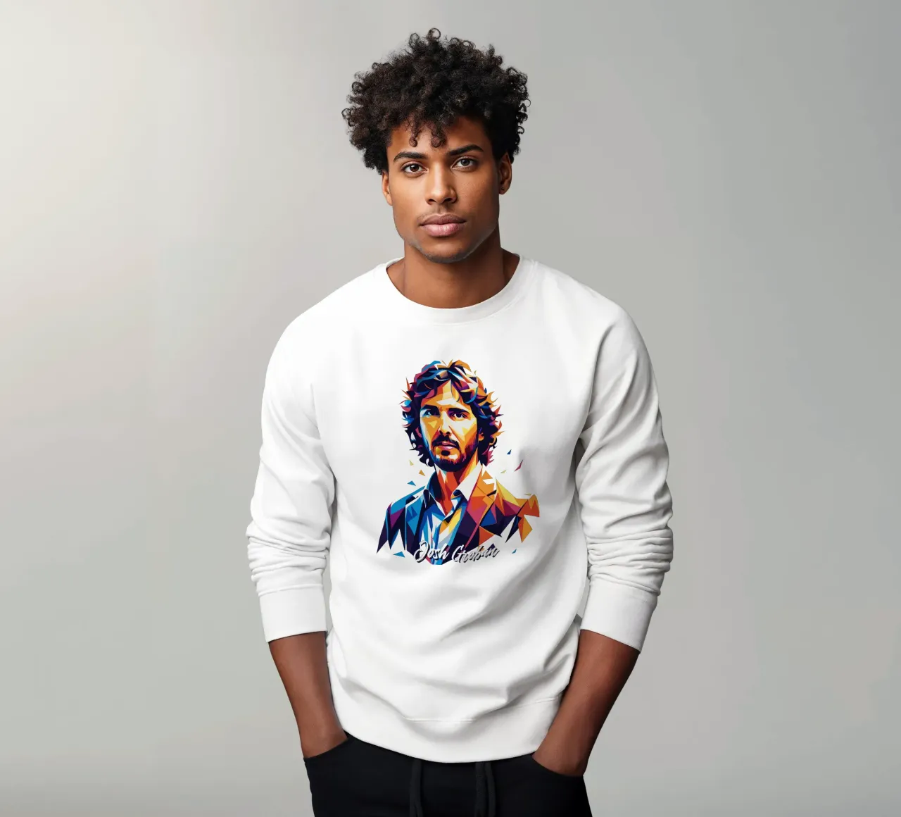 Josh Groban Portrait in WPAP Pop Art Sweatshirt von vectorartnesia