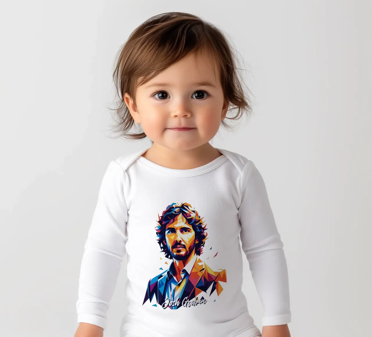 Josh Groban Portrait in WPAP Pop Art body neonato maniche lunghe da vectorartnesia