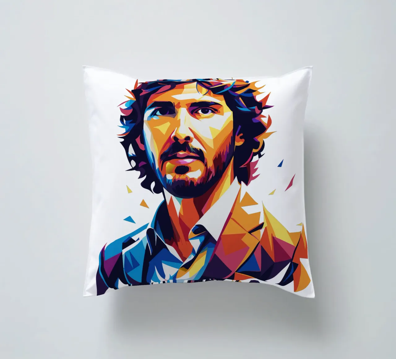 Josh Groban Portrait in WPAP Pop Art cuscino da vectorartnesia