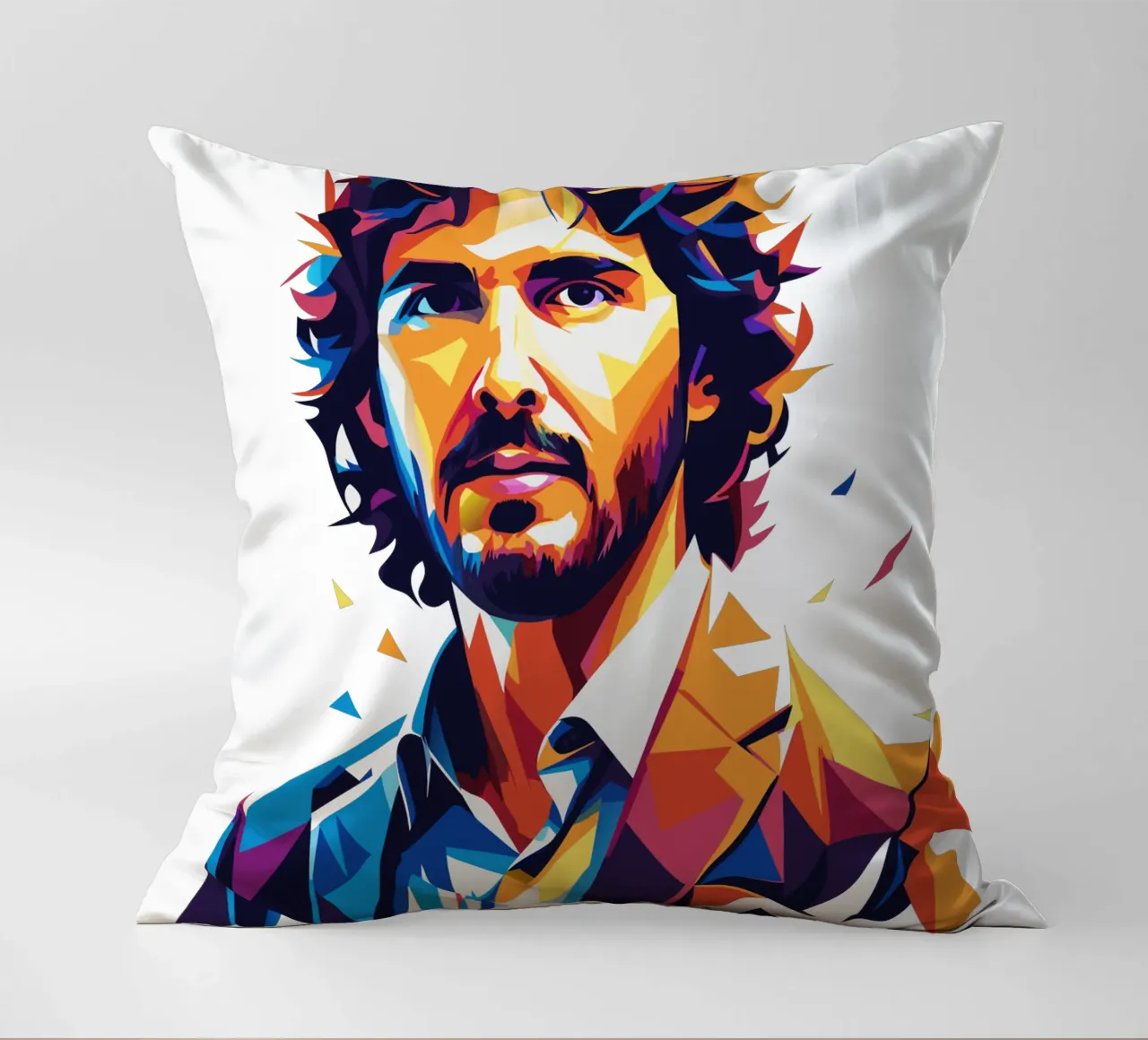 Josh Groban Portrait in WPAP Pop Art Kissen von vectorartnesia