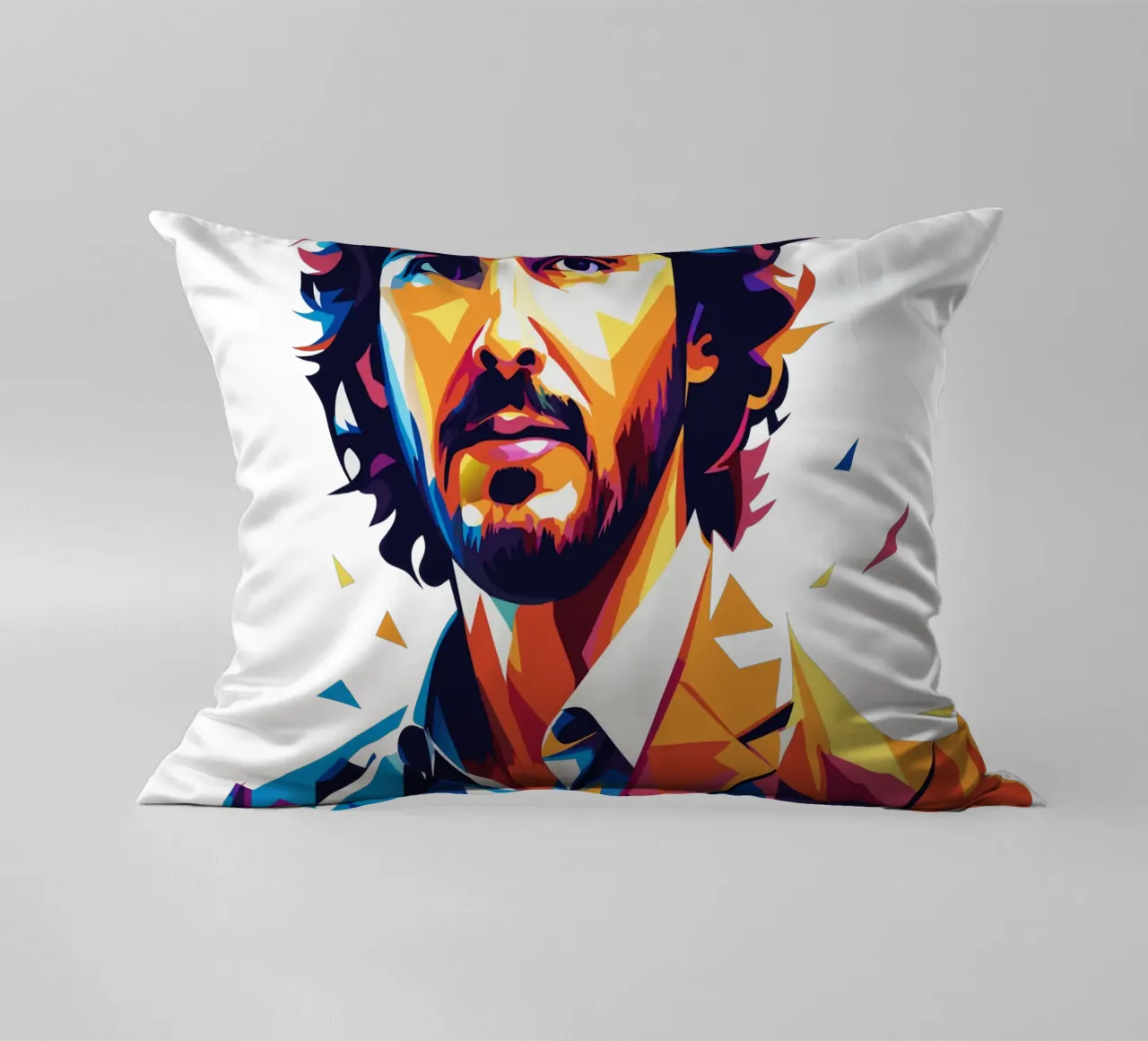 Josh Groban Portrait in WPAP Pop Art cuscino da vectorartnesia