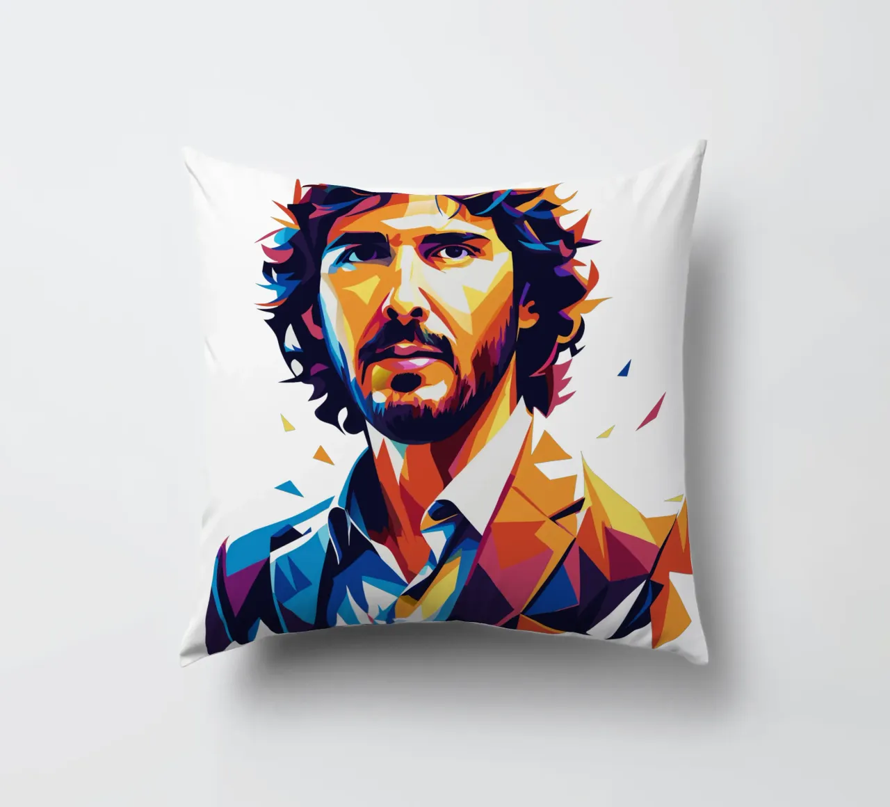 Josh Groban Portrait in WPAP Pop Art cuscino da vectorartnesia