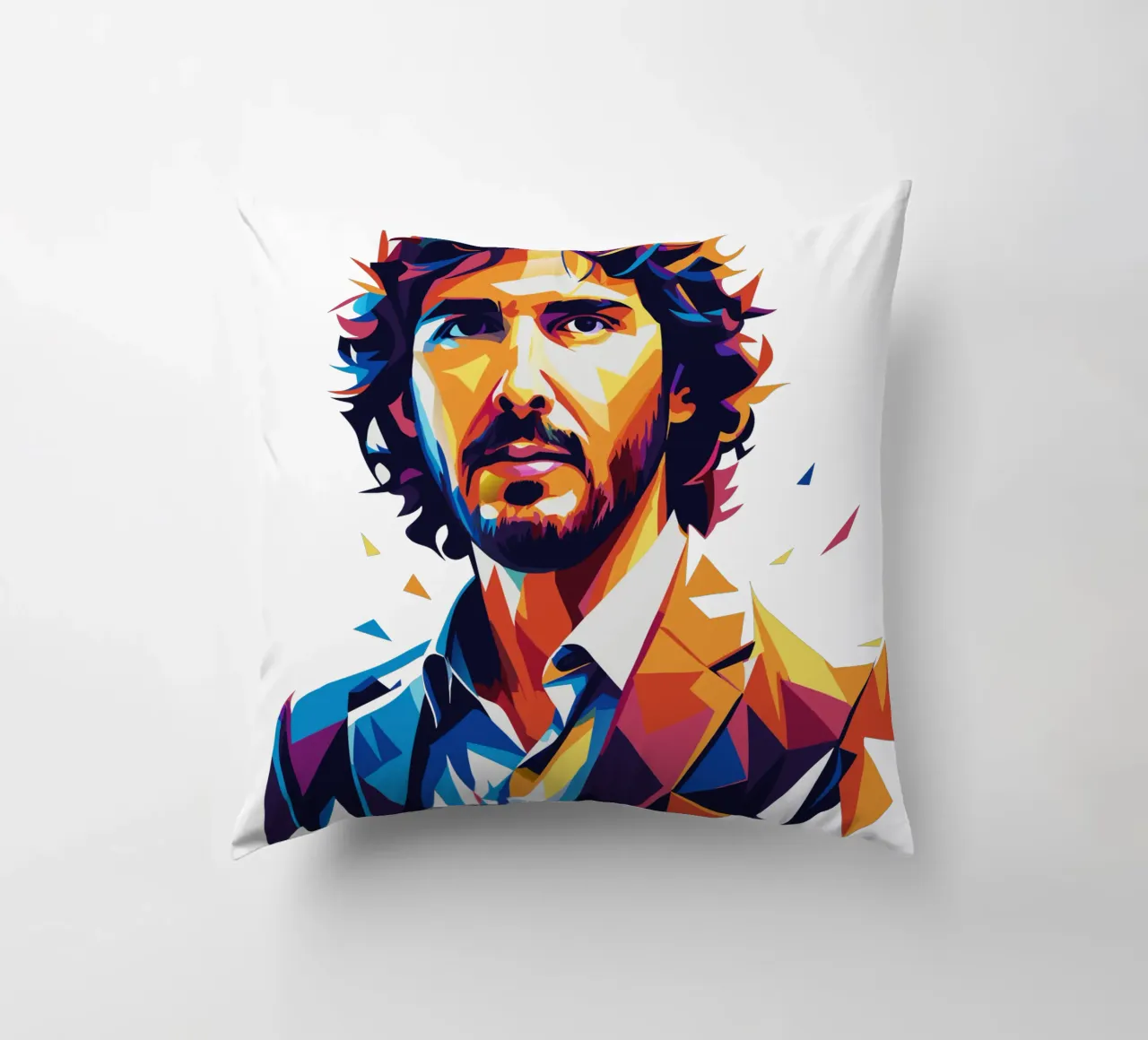 Josh Groban Portrait in WPAP Pop Art cuscino da vectorartnesia