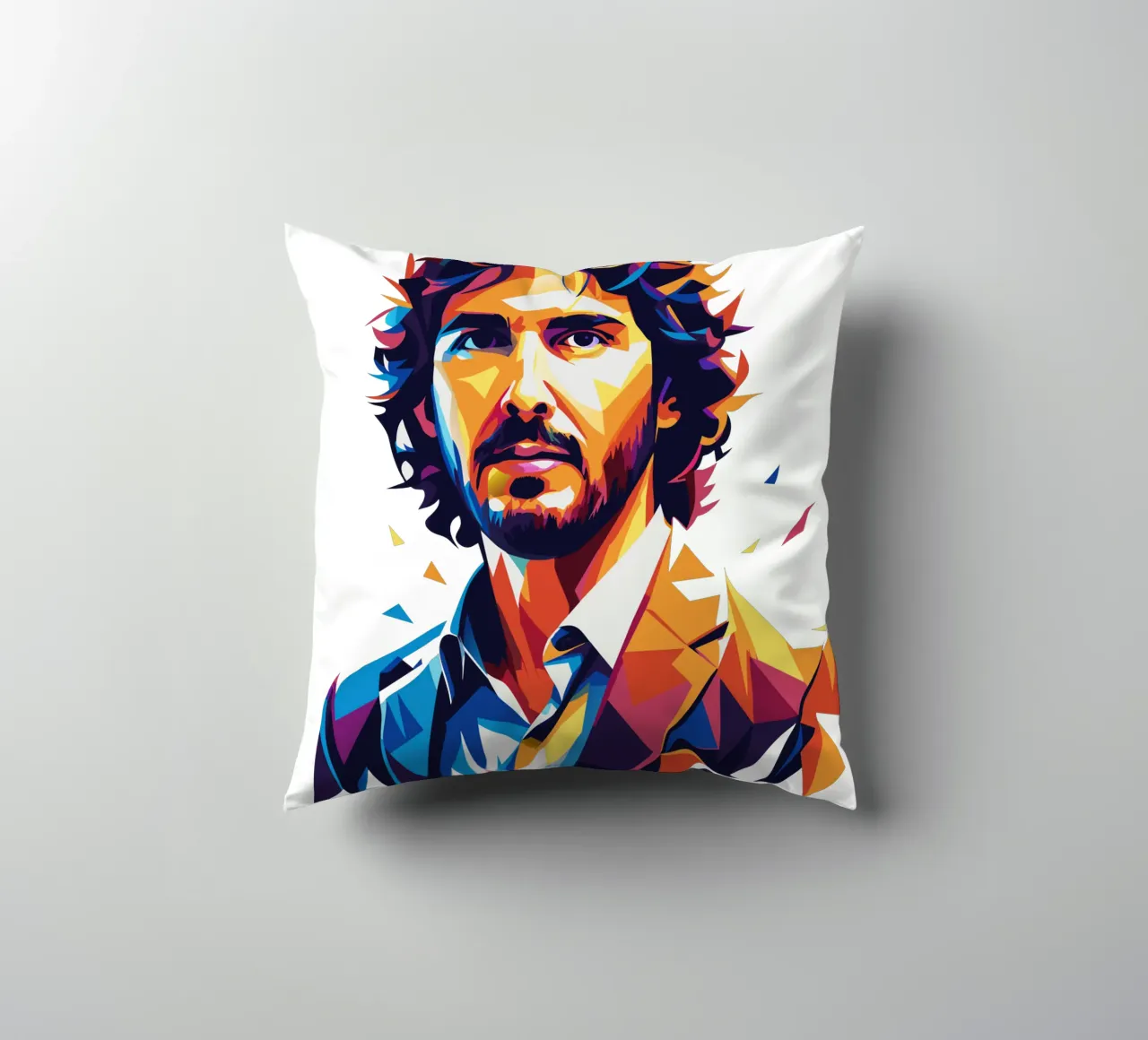 Josh Groban Portrait in WPAP Pop Art cuscino da vectorartnesia