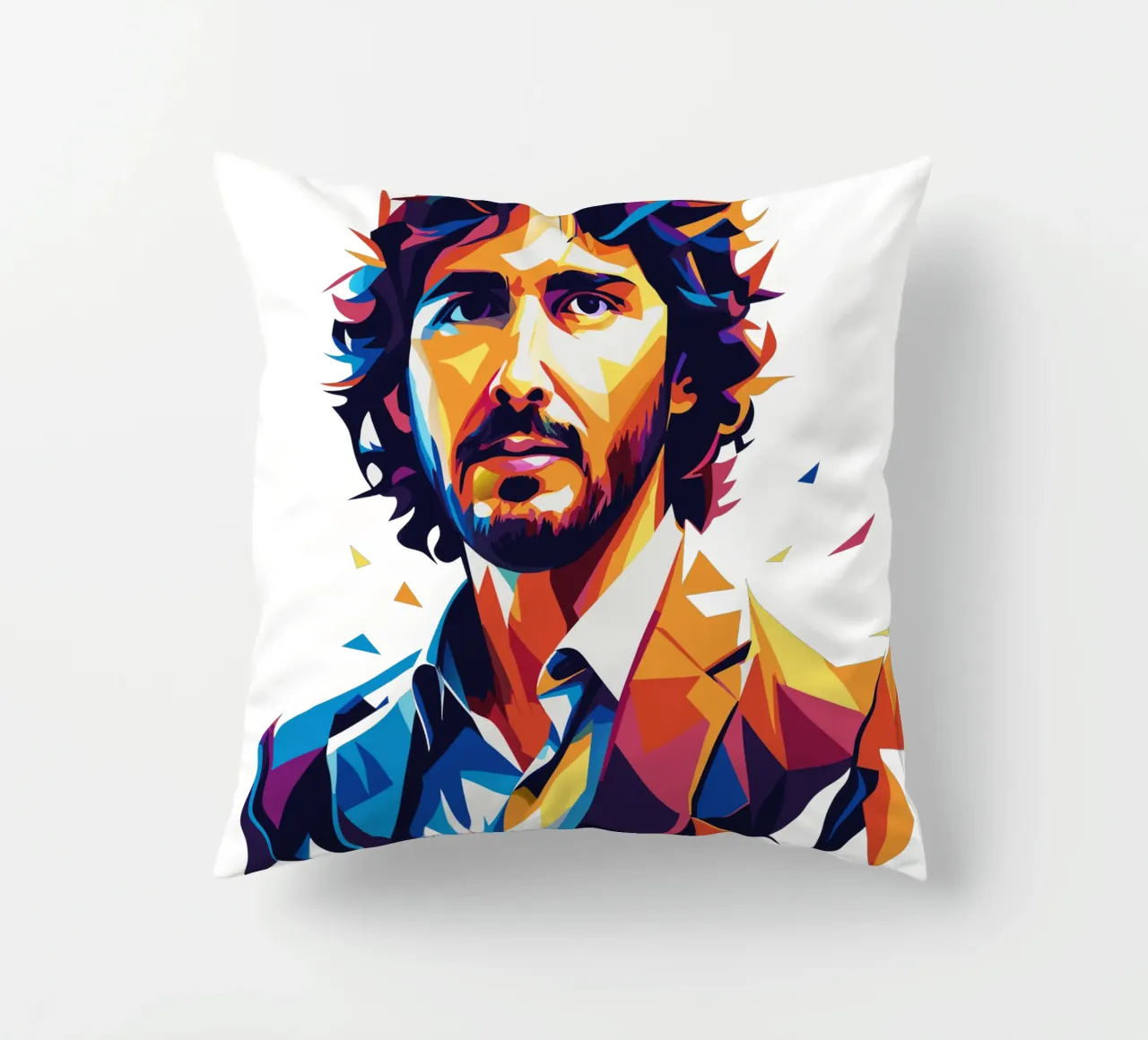 Josh Groban Portrait in WPAP Pop Art cuscino da vectorartnesia
