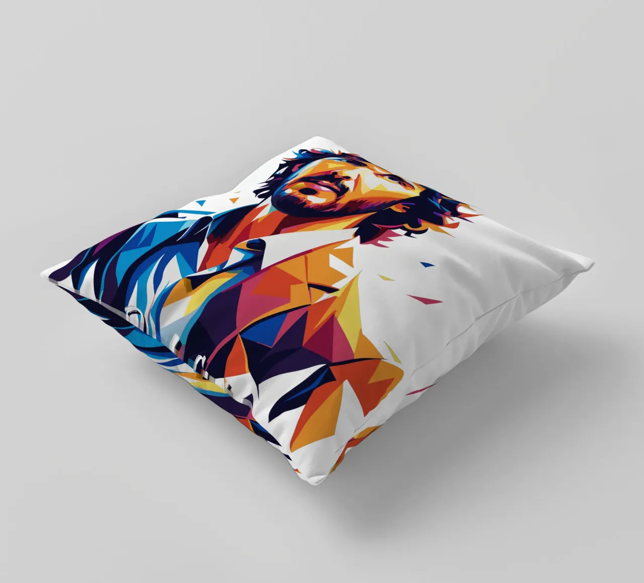 Josh Groban Portrait in WPAP Pop Art cuscino da vectorartnesia