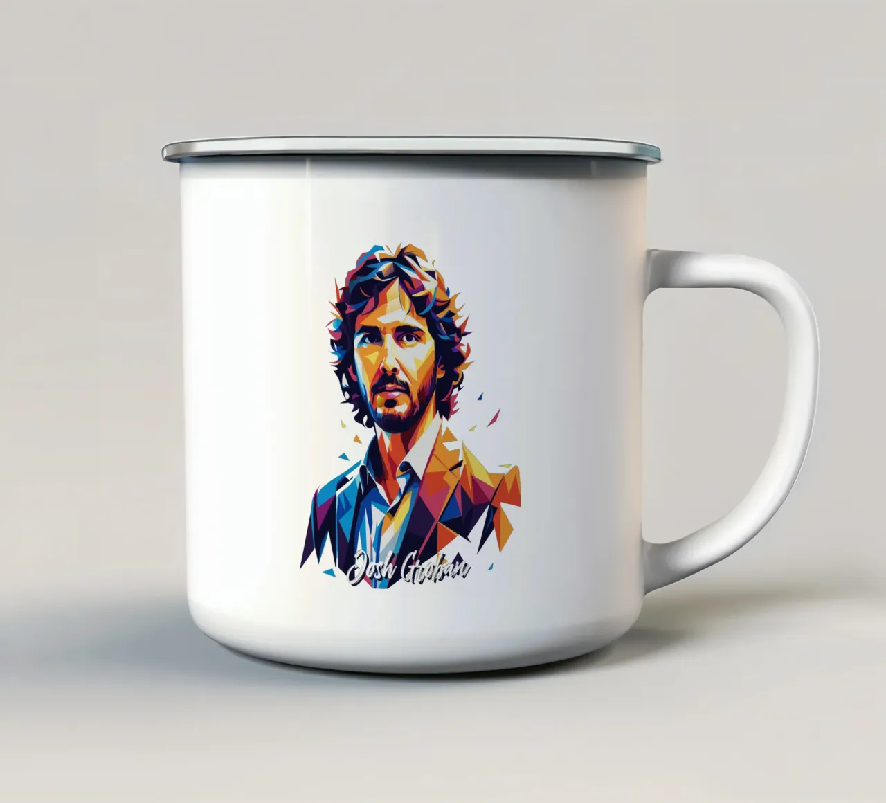 Josh Groban Portrait in WPAP Pop Art mug en émail de vectorartnesia