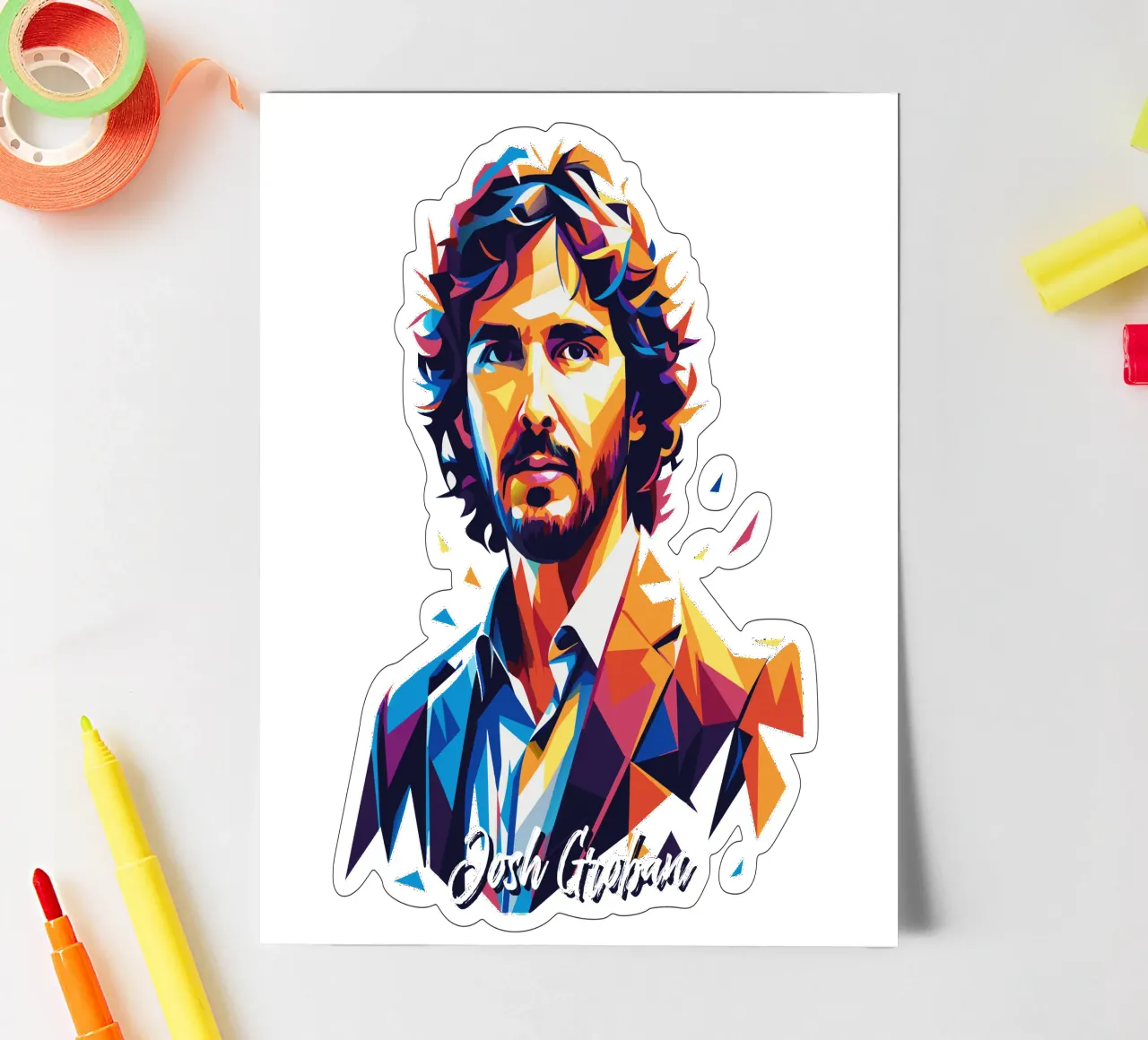 Josh Groban Portrait in WPAP Pop Art foglio adesivo da vectorartnesia
