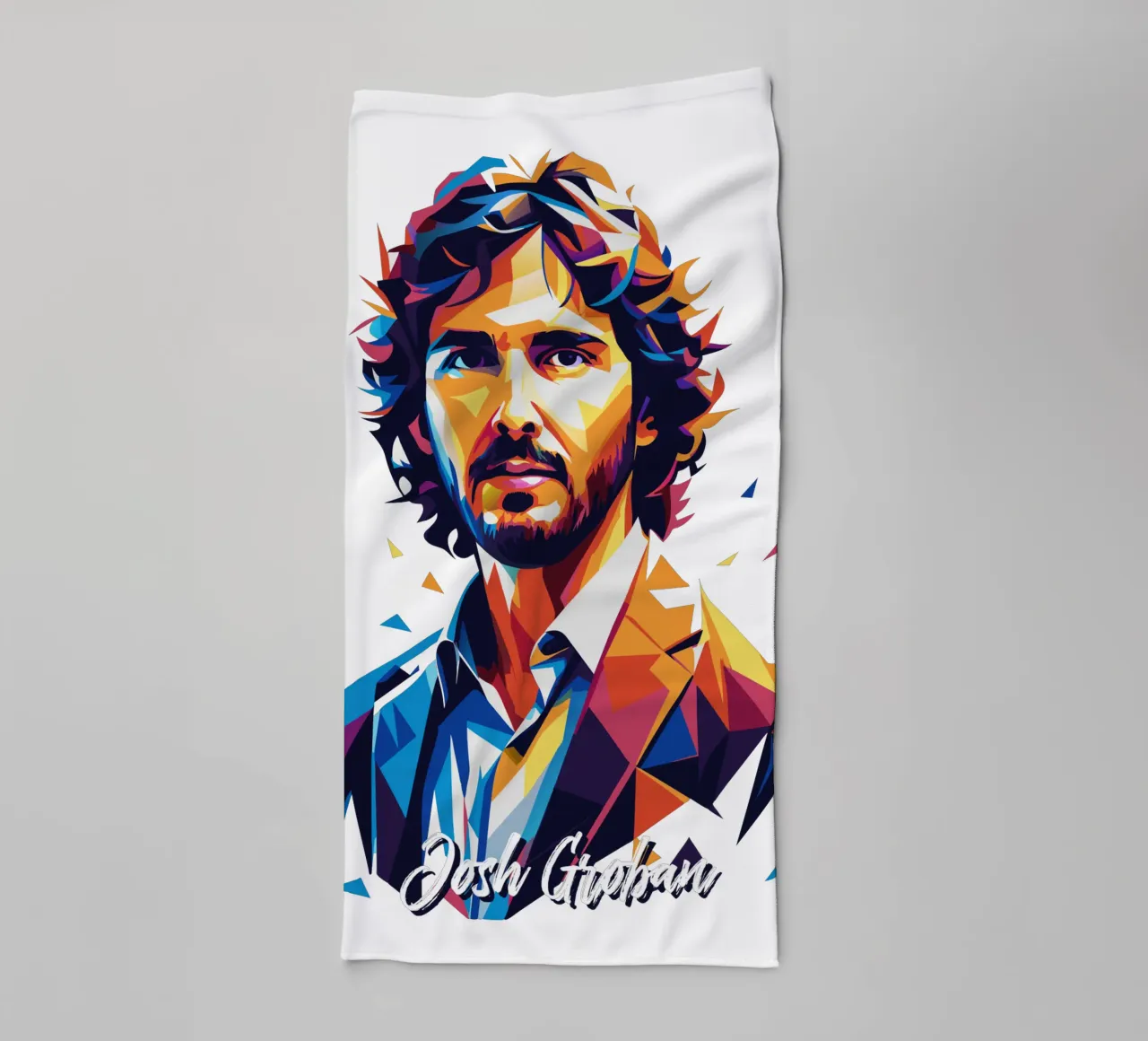 Josh Groban Portrait in WPAP Pop Art towel by vectorartnesia