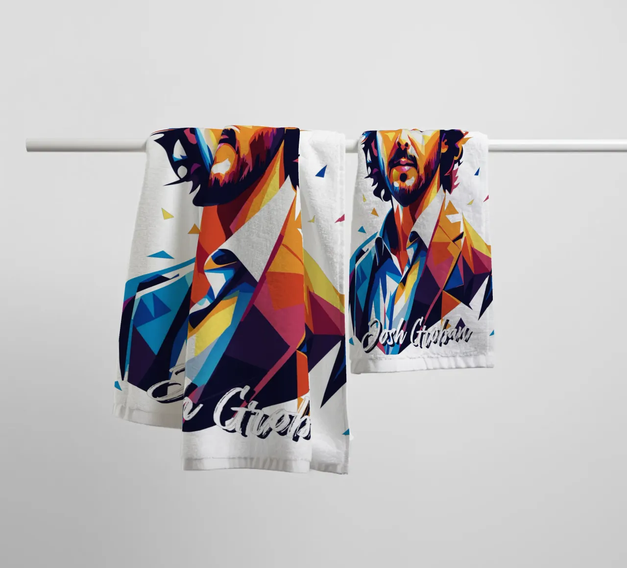 Josh Groban Portrait in WPAP Pop Art towel by vectorartnesia