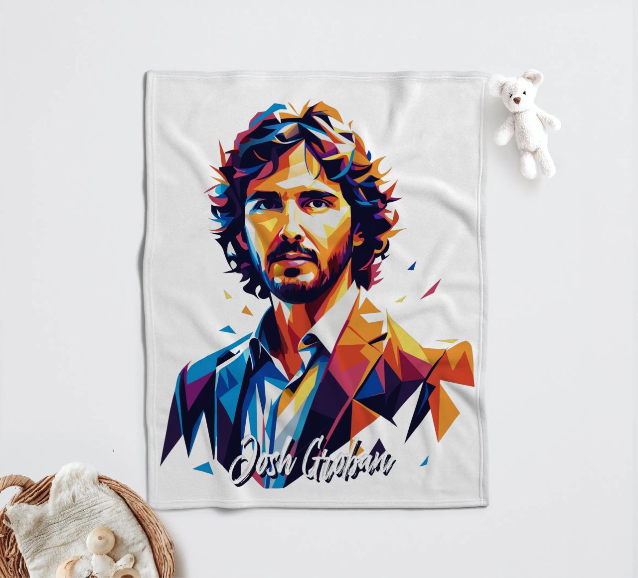 Josh Groban Portrait in WPAP Pop Art coperta in pile da vectorartnesia