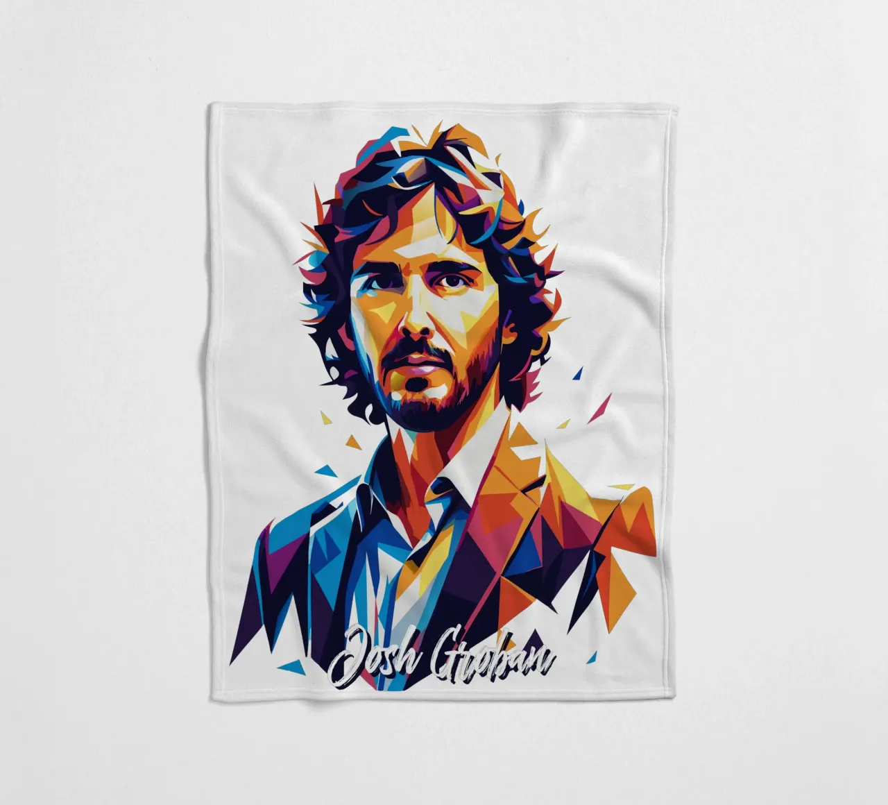 Josh Groban Portrait in WPAP Pop Art fleece blanket by vectorartnesia