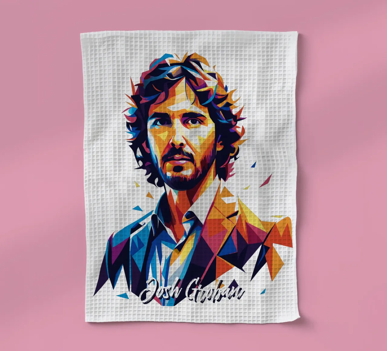 Josh Groban Portrait in WPAP Pop Art Geschirrtuch von vectorartnesia