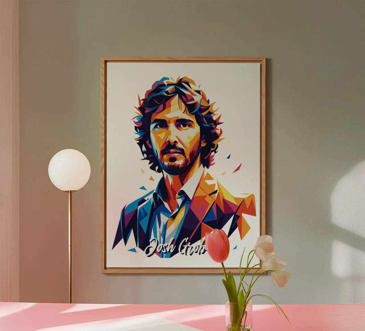 Josh Groban Portrait in WPAP Pop Art alluminio dibond da vectorartnesia