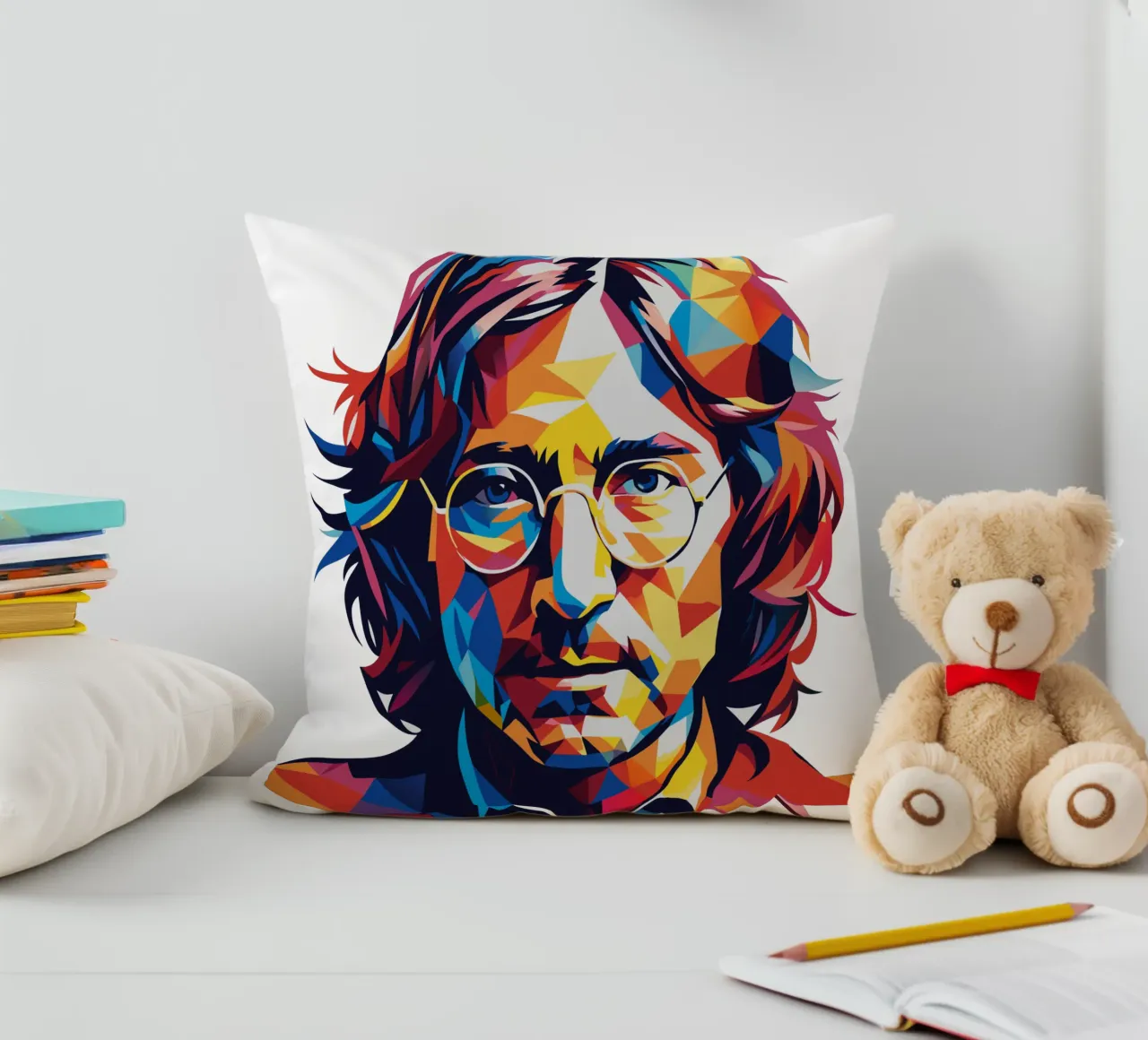 John Lennon #2 in WPAP Pop Art cuscino da vectorartnesia