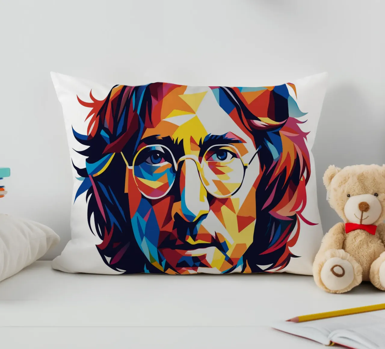 John Lennon #2 in WPAP Pop Art cuscino da vectorartnesia