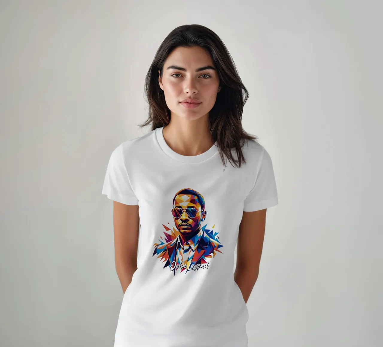 John Legend Portrait in WPAP Pop Art t-shirt da vectorartnesia