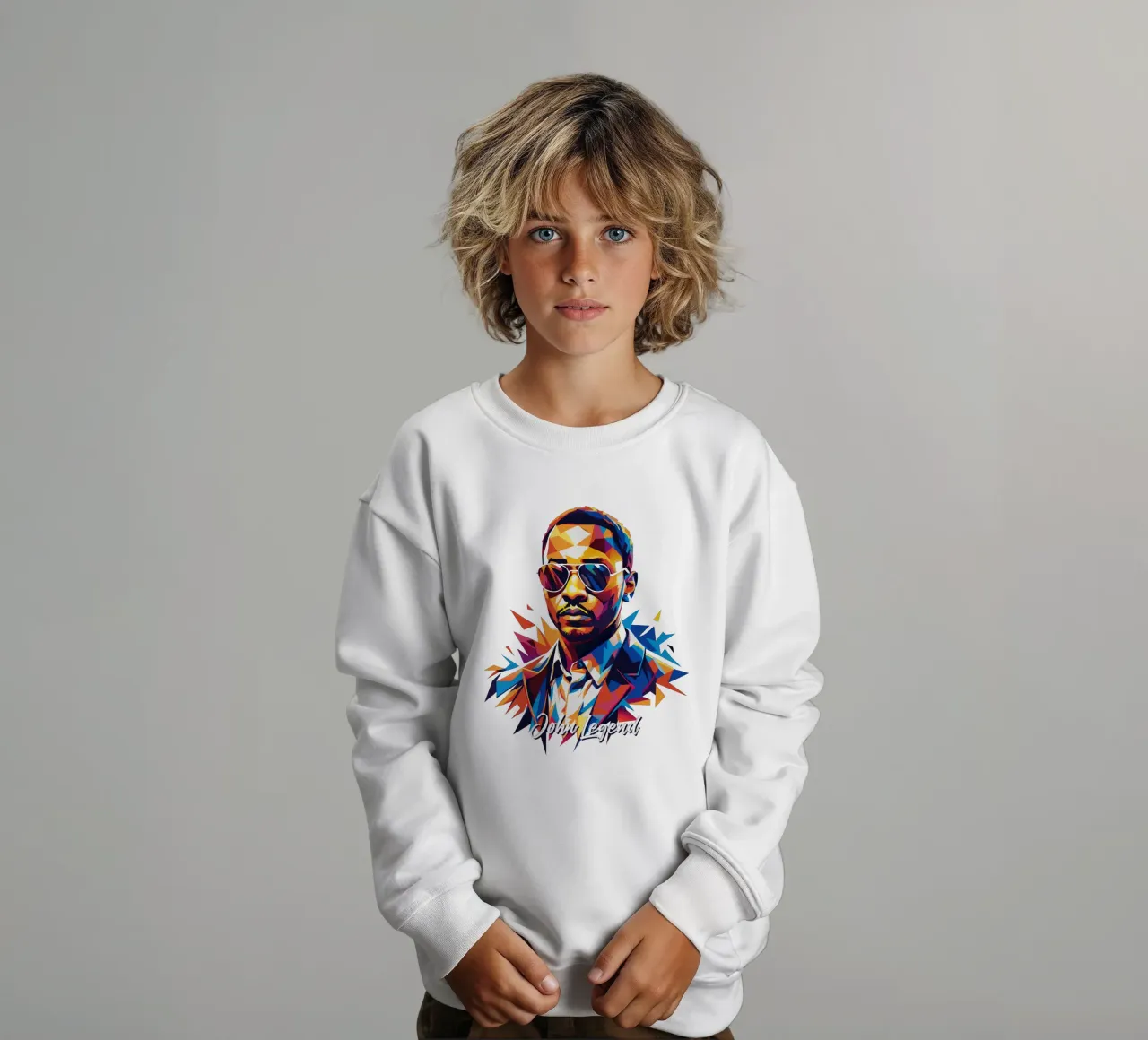 John Legend Portrait in WPAP Pop Art felpa bambino da vectorartnesia