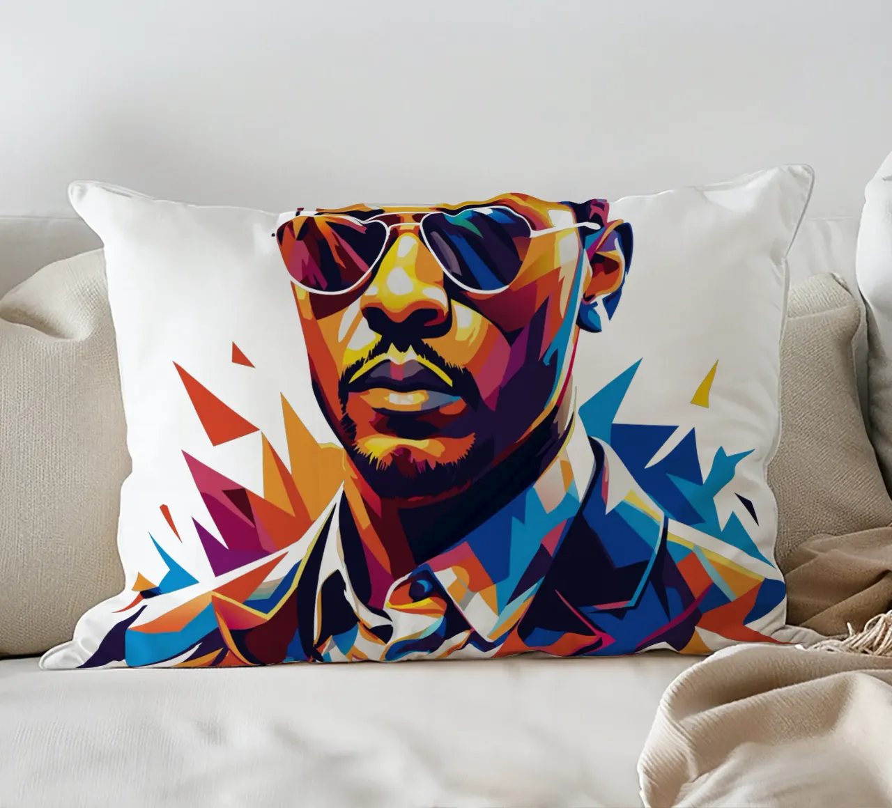 John Legend Portrait in WPAP Pop Art cuscino da vectorartnesia
