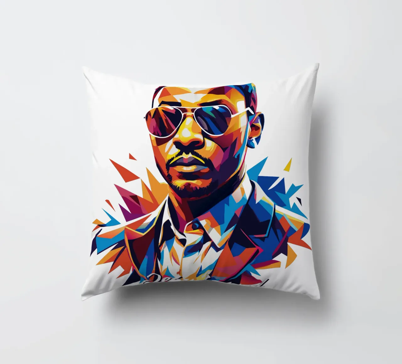John Legend Portrait in WPAP Pop Art cuscino da vectorartnesia