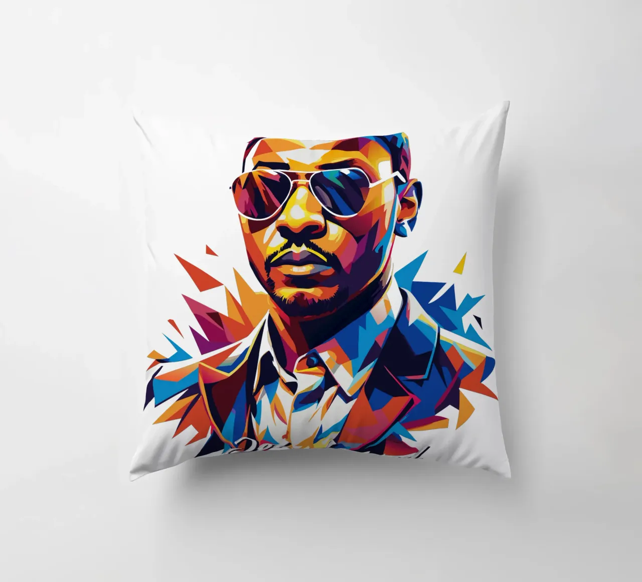 John Legend Portrait in WPAP Pop Art cuscino da vectorartnesia