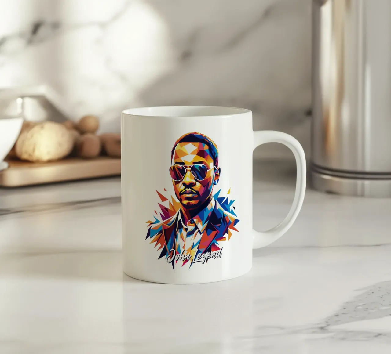 John Legend Portrait in WPAP Pop Art tazza in ceramica da vectorartnesia