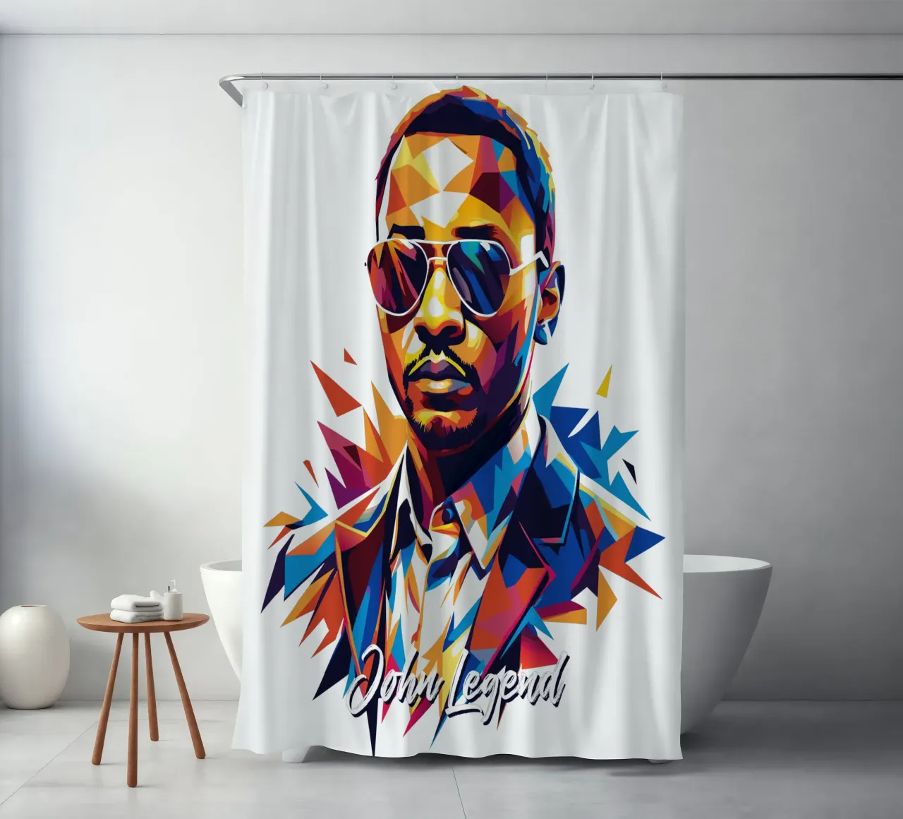 John Legend Portrait in WPAP Pop Art tenda da doccia da vectorartnesia