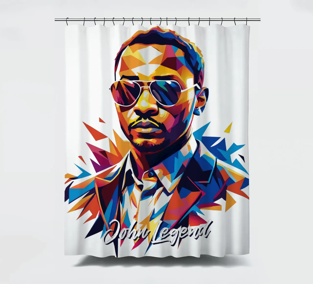 John Legend Portrait in WPAP Pop Art tenda da doccia da vectorartnesia