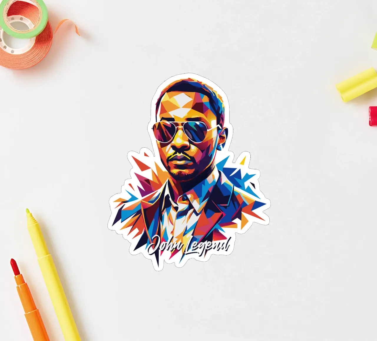 John Legend Portrait in WPAP Pop Art adesivo da vectorartnesia