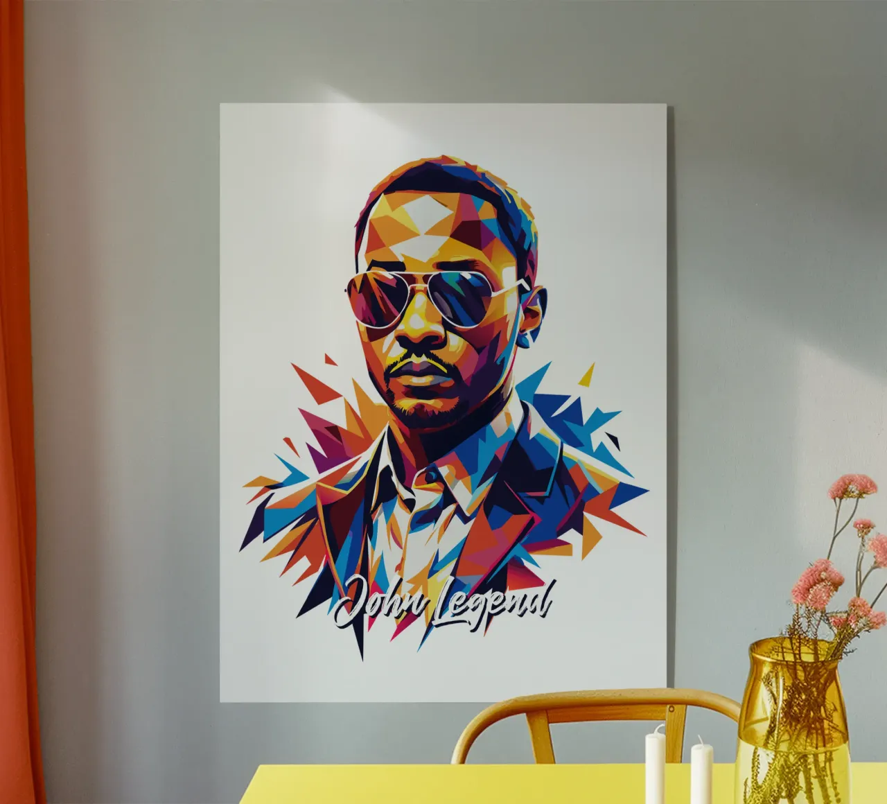 John Legend Portrait in WPAP Pop Art plexiglass da vectorartnesia