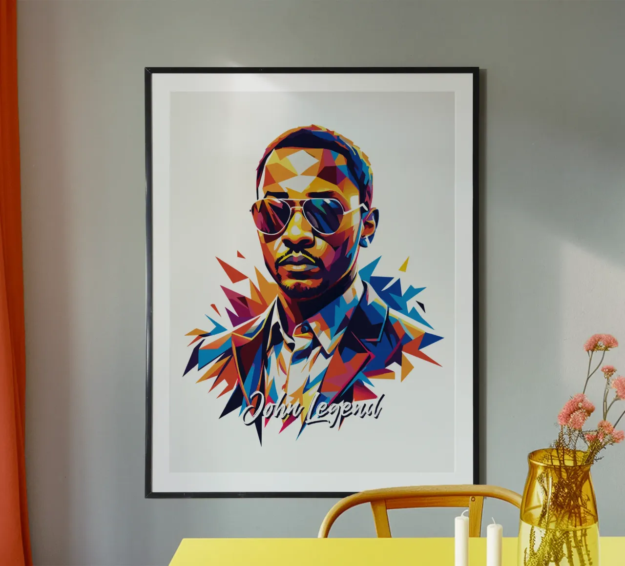 John Legend Portrait in WPAP Pop Art carta hahnemühle da vectorartnesia