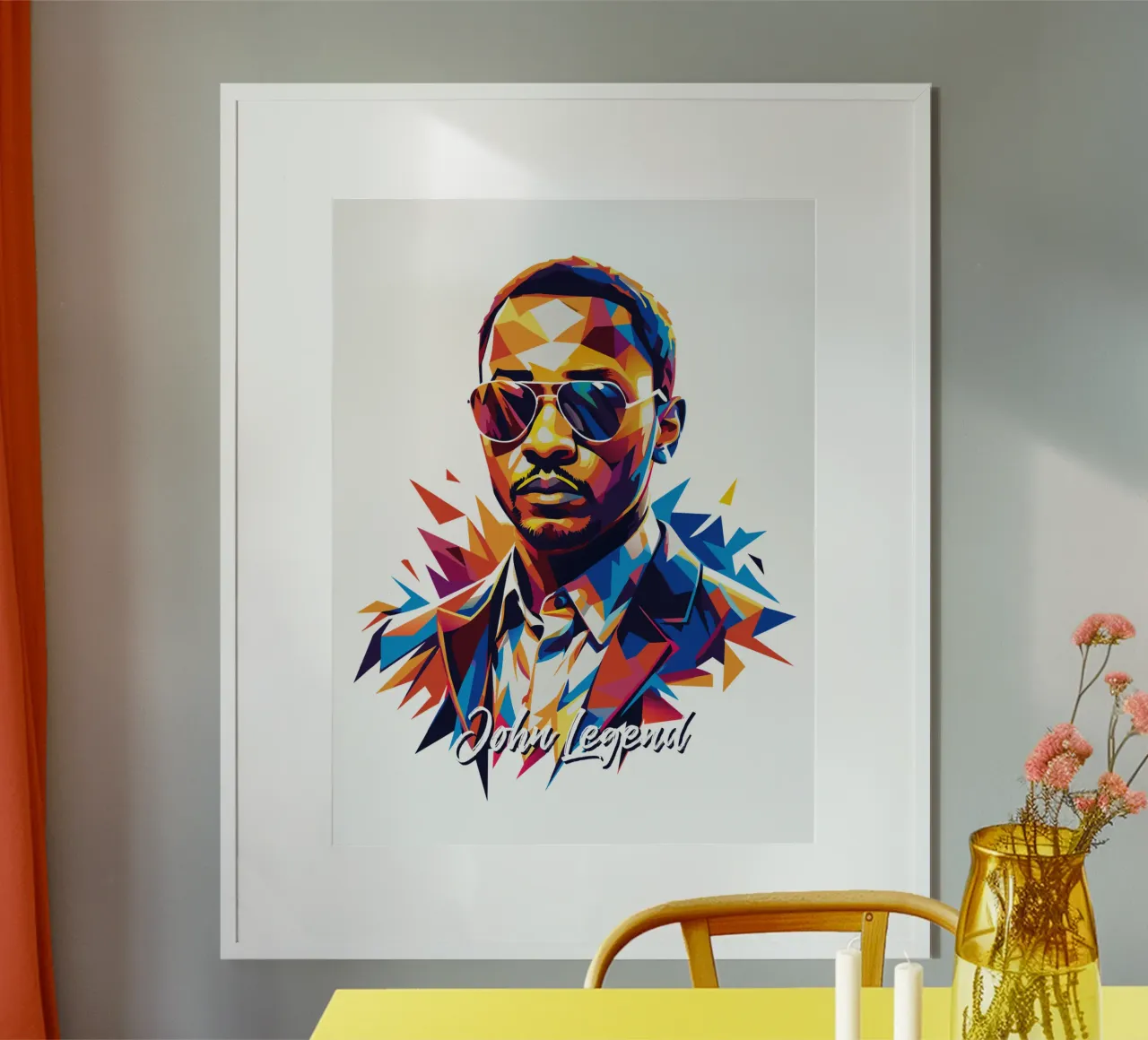 John Legend Portrait in WPAP Pop Art carta hahnemühle da vectorartnesia