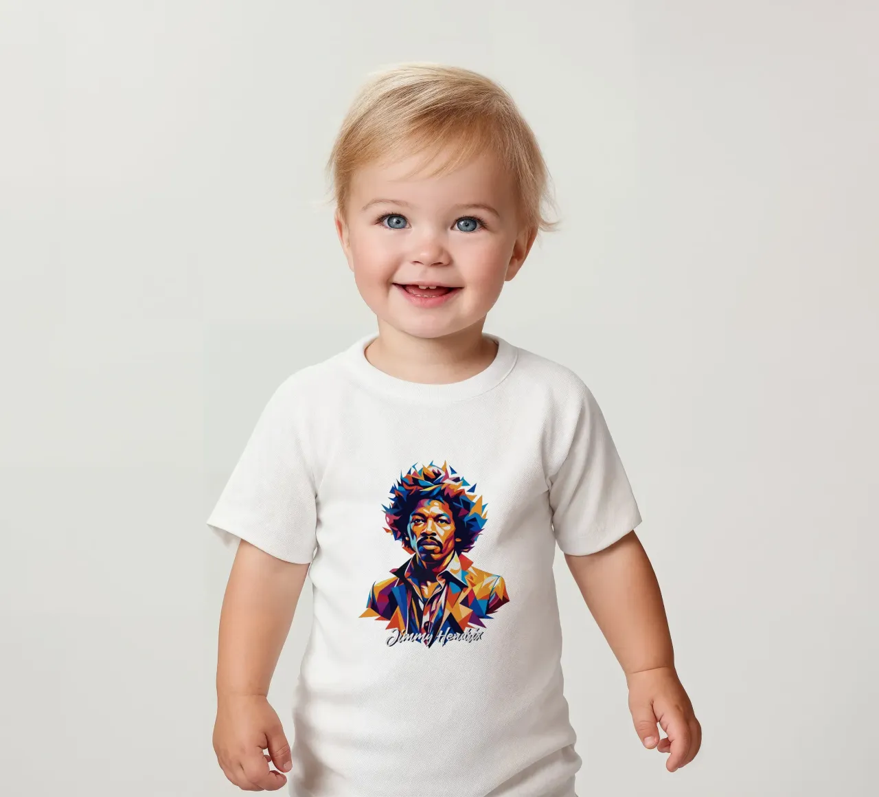 Ritratto di Jimmy Hendrix in WPAP Pop Art maglietta neonato da vectorartnesia