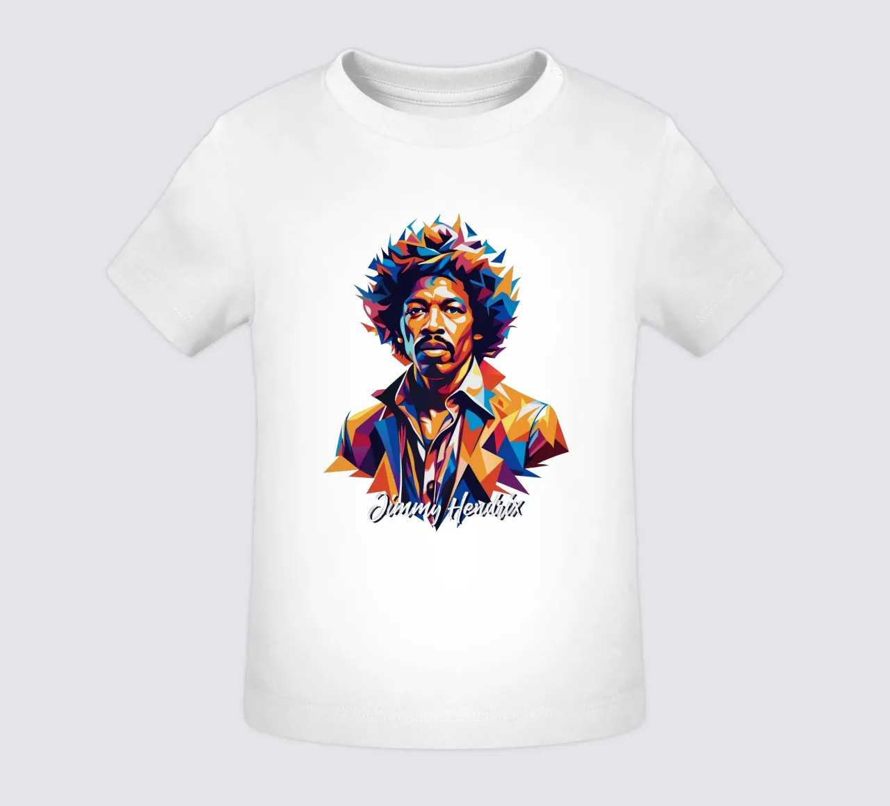 Ritratto di Jimmy Hendrix in WPAP Pop Art maglietta neonato da vectorartnesia