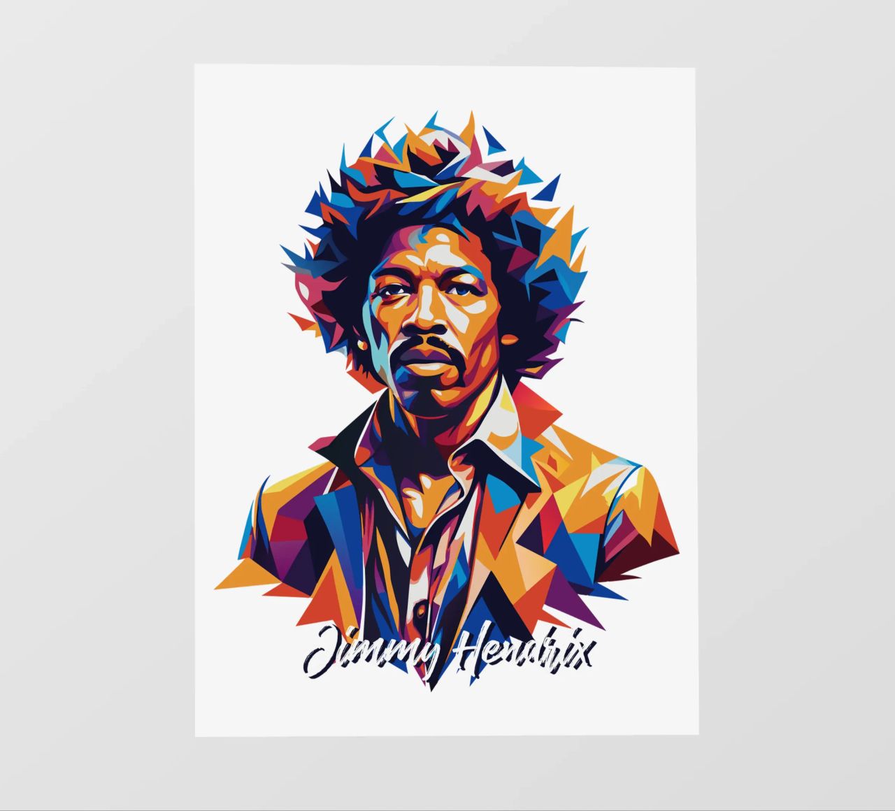 Ritratto di Jimmy Hendrix in WPAP Pop Art pellicola backlit da vectorartnesia